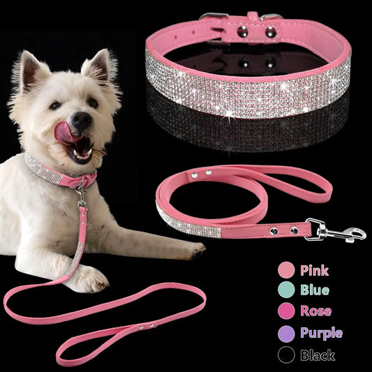 Leather Dog Collar Leash Set 🐾💖