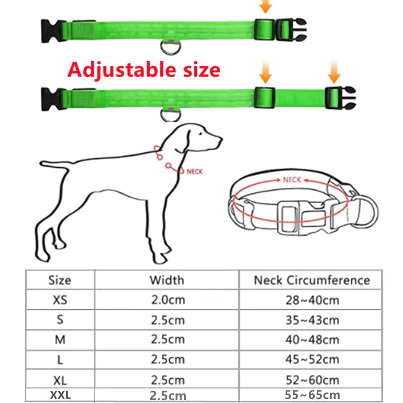 Led Glowing Adjustable Dog Collar 🐾🌟